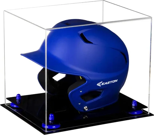 Vista 41 de Better Display Cases Vitrina acrílica para casco de bateo de béisbol con espejo, elevadores rosados, montaje en pared y base de espejo (V22/A012)