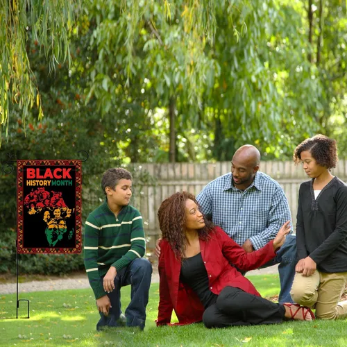 Vista 3 de Nepnuser Bandera de jardín del mes de la historia negra, decoración del festival del patrimonio africano afro americano, decoración para el patio