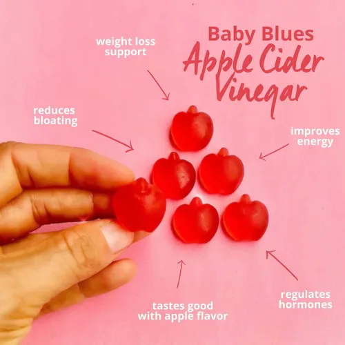 Vista 3 de Baby Blues Gomitas de vinagre de sidra de manzana con la madre, vitaminas posnatales para mujeres lactancia, energía, metabolismo y apoyo digestivo