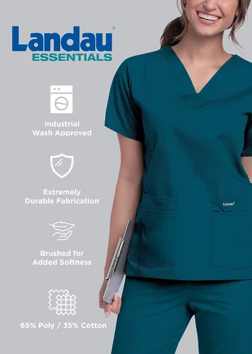 Vista 7 de Landau Urbane Scrubs 9534 - Camiseta cruzada para mujer con doble bolsillo