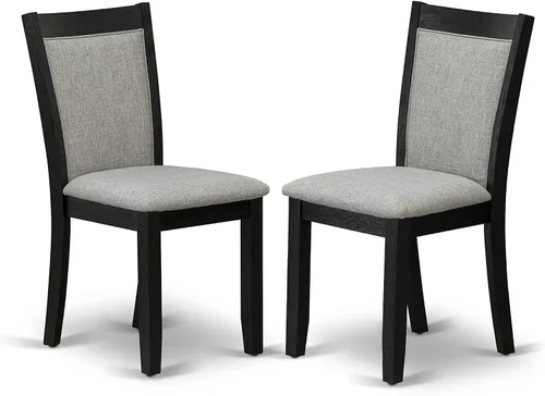 Vista 4 de East West Furniture HBMZ3-AB6-06 - Juego de mesa de cocina de 3 piezas que contiene una mesa de comedor redonda con pedestal y 2 sillas tapizadas