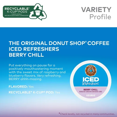 Vista 6 de The Original Donut Shop Iced Refreshers, Berry Chill, Brew Over Ice Cápsulas Keurig K-Cup de una sola porción, 60 unidades (6 paquetes de 10)