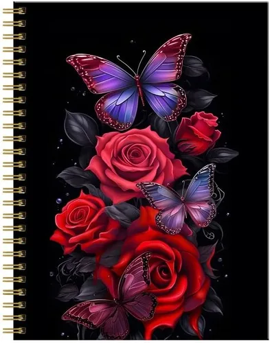 Vista 9 de Cuaderno de espiral para mujer, cuadernos universitarios A5 de 6 x 8.4 pulgadas, 120 páginas (60 hojas) diario rayado con papel grueso de alta