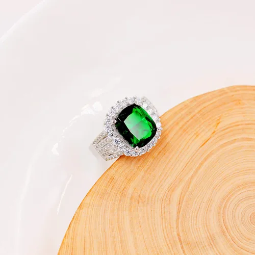 Vista 3 de Uloveido Anillos de corte cojín ajustables chapados en platino y oro rosa de 5 quilates con circonita cúbica para mujer Y987, Metal, Zirconia cúbica