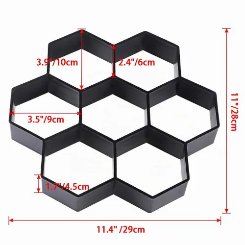 Vista 3 de Skelang Molde Hexagonal para Pavimento, 11.4"×11"×1.7" Fabricante de Senderos Reutilizable, Molde de Pavimento de Concreto y Cemento para Sendero