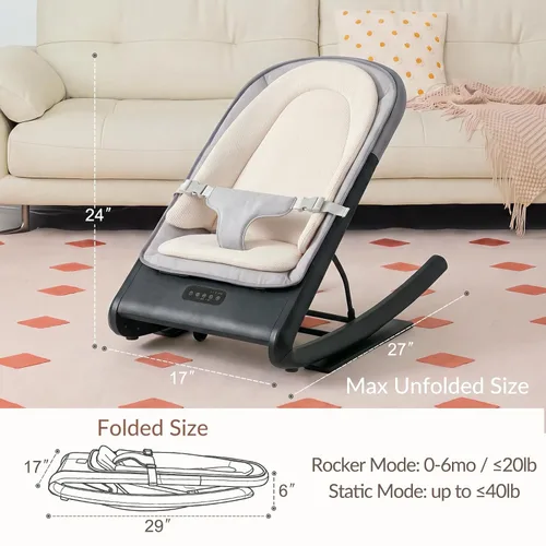 Vista 8 de VaVaSoo Silla mecedora para bebé, mecedora eléctrica para bebé y asiento