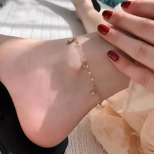 Vista 4 de Tobillera para mujer, cadena de acero inoxidable, pulsera de tobillo para playa, joyería ajustable