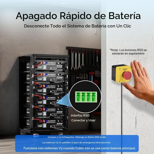 Vista 5 de ECO-WORTHY Cubix100 48V 100Ah LiFePO4 LiFePO4 Batería para rack