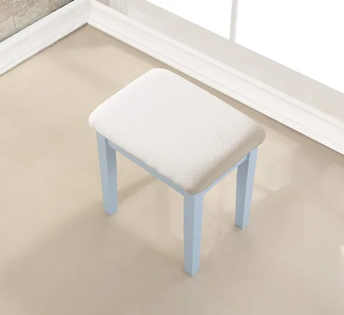 Vista 4 de Roundhill Furniture - Juego de tocador de madera Moniys Mesa de maquillaje y taburete Azul