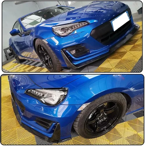 Vista 2 de Borde de parachoques delantero de fibra de carbono para Subaru BRZ Coupé de 2 puertas 2019-2021 Protector divisor de alerón de barbilla de salida