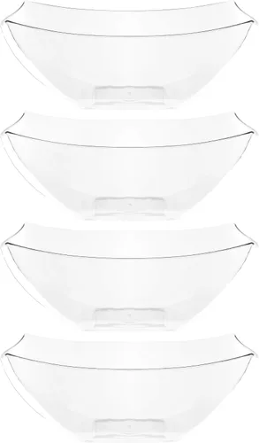 Vista 9 de PLASTICPRO Cuencos cuadrados desechables para servir, aperitivos o ensaladas, plástico negro, paquete de 4, 8 onzas, color negro