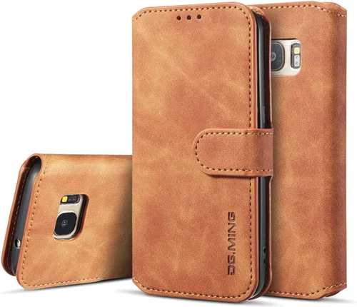 Vista 10 de UEEBAI Funda de cuero PU para Samsung Galaxy S7, Vintage Retro Premium Wallet Flip Cover TPU Inner Shell [Ranuras para tarjetas] [Cierre magnético]