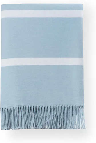 Vista 7 de Hofdeco Premium Manta decorativa costera para sofá de patio, espiga azul bebé con flecos, 52 x 72 pulgadas