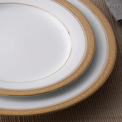 Vista 7 de Noritake Crestwood Gold - Juego de 50 piezas, servicio para 8 pulgadas, color blanco