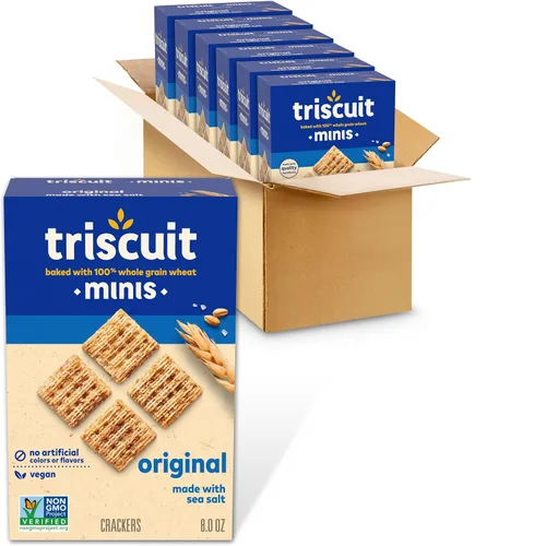 Vista 15 de Triscuit Minis - Galletas originales de trigo integral de grano entero, galletas veganas, 20 unidades Bocadillos para el almuerzo a granel