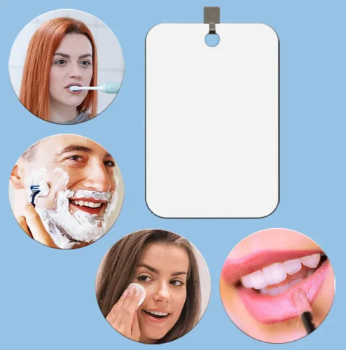 Vista 5 de Espejo de ducha para afeitar, acrílico, pequeño, para viajes, maquillaje, baño, para colgar en la pared, espejo de plástico para mujeres y hombres