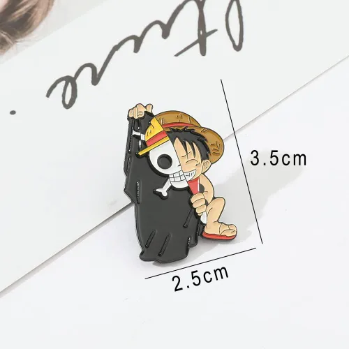 Vista 6 de Alfileres esmaltados de anime Luffy, broche de metal para cosplay de anime, insignias de solapa para mochila, bolsa, ropa, regalos para hombres