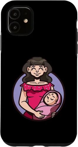 Vista 8 de iPhone XR dibujos animados madre sosteniendo bebé ilustración para niños caso