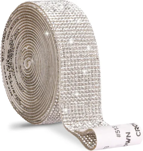 Vista 10 de Cinta de cristal autoadhesiva, calcomanías de diamantes de imitación para envoltura de regalos, manualidades, proyectos de decoración, bodas Negro