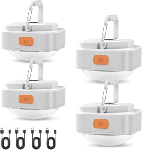Vista 11 de Luces de campamento recargables FLY2SKY 2 piezas de luces blancas de tienda de campaña mini linterna portátil LED linterna de campamento