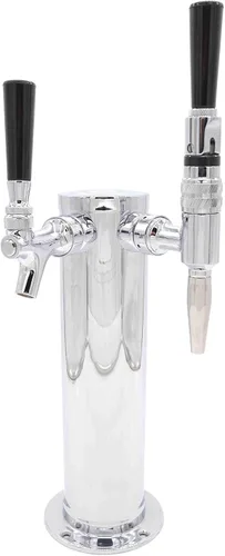 Vista 18 de K&B - Torre Kegerator de cerveza de doble grifo de 3 pulgadas, personalizable (1 grifo nitro robusto y 1 grifo cromado, mango cromado resistente)