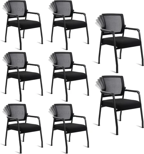 Vista 12 de KLASIKA Silla de escritorio sin ruedas con respaldo de malla ajustable, sillón con soporte lumbar ergonómico y cojín de asiento grueso, sillas