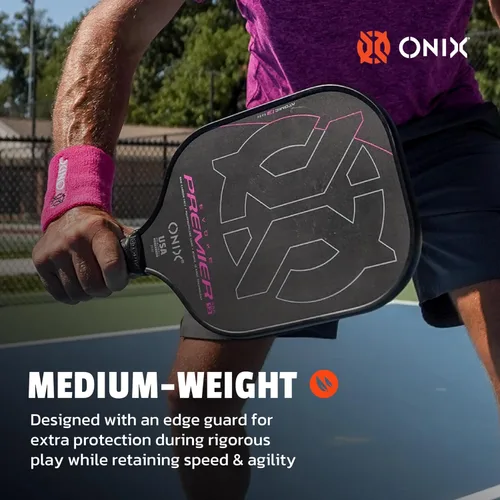 Vista 5 de Onix Carbon Fiber Surface Medium-Weight Premium Perforated Grip One-Piece Construction Pickleball Paddle
