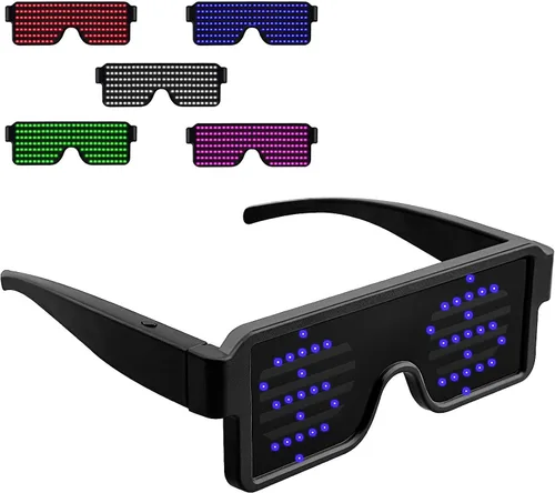 Vista 20 de Gafas LED dinámicas que brillan con luz LED recargable por USB, con luz intermitente de neón, 11 patrones, gafas luminosas