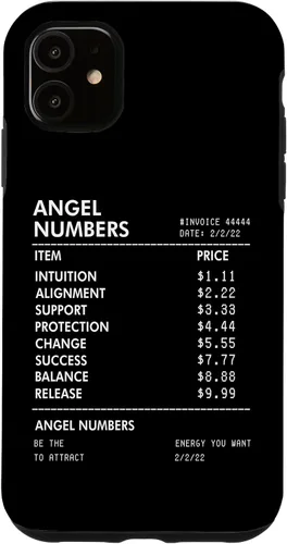 Vista 8 de iPhone 16 Números Ángel Recibo 111 222 333 444 Estuche de numerología espiritual