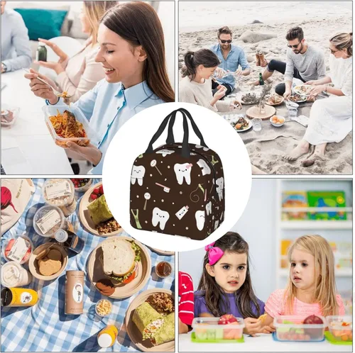 Vista 9 de Lonchera para dentistas, higienista dental para mujeres y hombres, bolsa de picnic aislada, hielera térmica, bonita bolsa de mano para trabajo