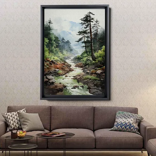 Vista 4 de Forest Pieces Wall Art Prints, Nature Art, Abstract Landscape Nature Art Tree Painting Decor, Woodland Living Room Art, Forest Art Print