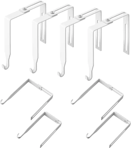 Vista 23 de Amylove 4 ganchos ajustables para cubículos, ganchos universales de metal para cubículos, para colgar puertas, ajustables para adaptarse a paneles