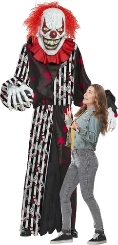 Vista 2 de California Costumes, Towering Terror Clown, talla única para hombre, negroblancorojo