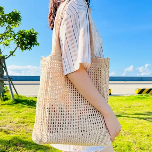 Vista 6 de Bolso Hobo de ganchillo para mujer, estilo casa de campo de hadas Y2K, bolsa de playa bonita