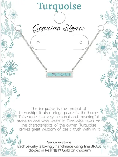 Vista 5 de Lauren-Spencer Collares de barra de piedras preciosas para mujer, chapado en oro y plata, collar de turquesa simulada, colgante triangular, collares