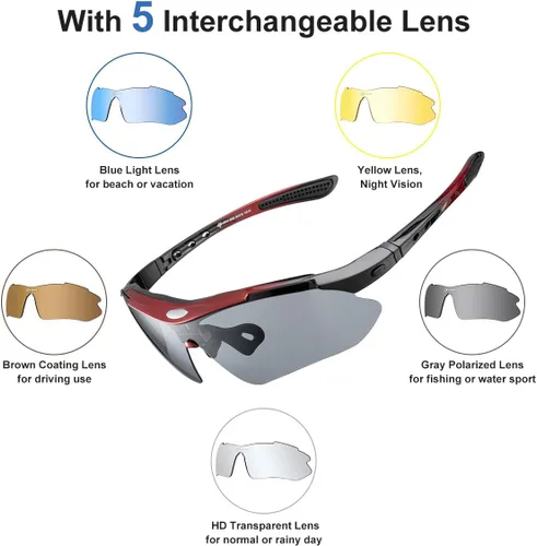 Vista 4 de ROCKBROS Gafas de sol deportivas polarizadas con protección UV para ciclismo al aire libre