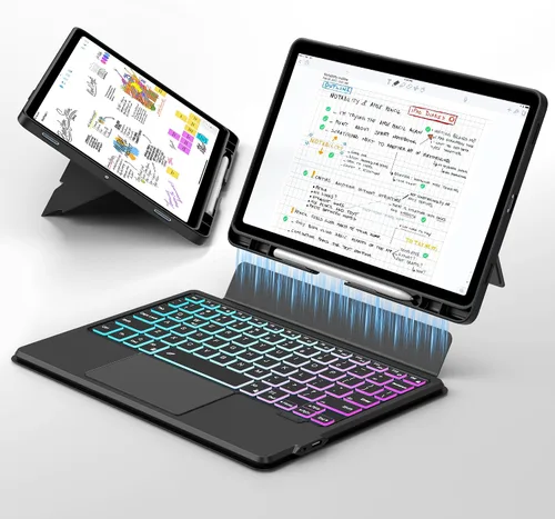 Vista 10 de Funda para teclado Samsung Galaxy Tab A9+ Plus/A11+ Plus de 11 pulgadas: modo DEX de un clic, teclado retroiluminado arcoíris con panel táctil