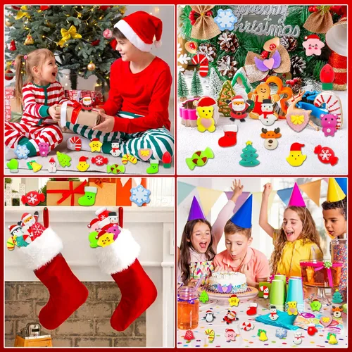 Vista 5 de Paquete de 30 juguetes esponjosos de Navidad, regalos de Navidad, regalos de Navidad, mini juguetes sensoriales Kawaii, juguetes sensoriales