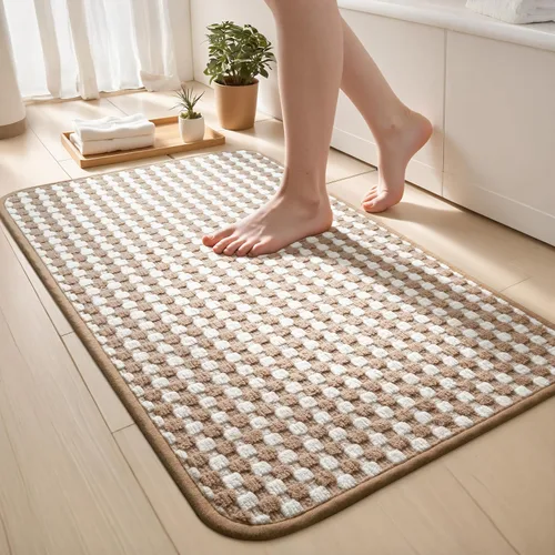 Vista 30 de Tapetes de baño antideslizantes delgados para debajo de la puerta, tapetes de baño de secado rápido absorbentes con respaldo de goma trenzado
