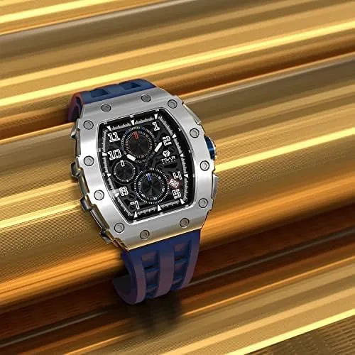 Vista 6 de Relojes Tonneau de lujo para hombre 5 ATM impermeable cuadrado cronógrafo analógico para hombre trabajo deporte moda elegante negocios minimalista