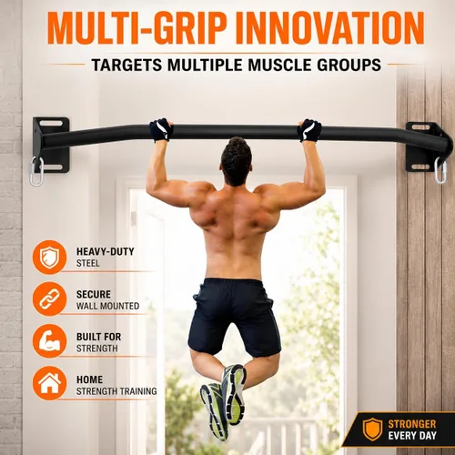 Vista 8 de Pull Up Bar Wall Mounted-Heavy Duty Joist Mounted Pull Up Bar-Premium Strength Training Pull-Up Bars-Fast and Easy Installation for Home and Garage