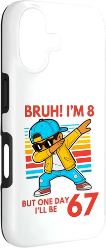 Vista 3 de Bruh I'm 8 But One-Day I'll Be 67 Retro 8th Birthday Kids Case for iPhone 17