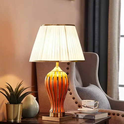 Vista 7 de Lámpara de mesa de cerámica china para sala de estar, decoración retro, lámpara de escritorio, dormitorio, cama, lámpara de luz cálida, estudio