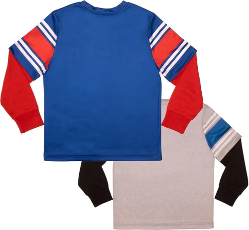 Vista 2 de Nintendo Kids Super Mario Bros Mario & Luigi Boys Long Sleeve 2-Pack Active Mesh T-Shirt Bundle Set for Boys