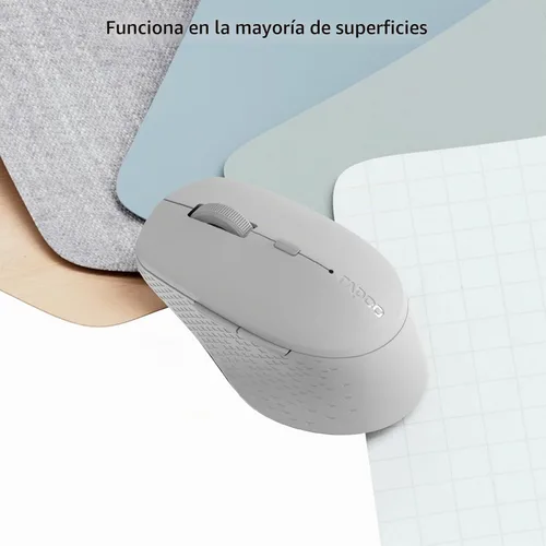 Vista 6 de Rapoo M300G - Mouse inalámbrico silencioso, mouse Bluetooth para portátil, 2.4 GHz con receptor USB, seguimiento óptico de 2400 DPI ajustable