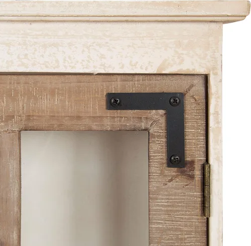 Vista 5 de Kate and Laurel Hutchins - Gabinete decorativo de pared de madera estilo granja con puerta de vidrio de panel de ventana, rústico y blanco