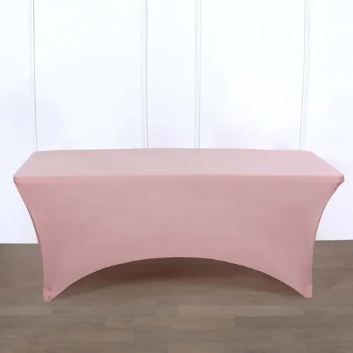Vista 27 de Efavormart - Mantel rectangular de elastano elástico beige de 4 pies