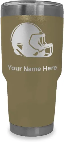 Vista 28 de LaserGram Vaso aislado al vacío de 20 onzas, casco de fútbol, grabado personalizado incluido (morado claro)
