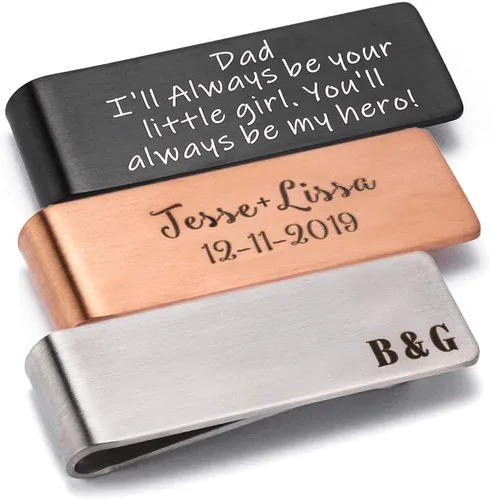Vista 3 de Clips de acero inoxidable personalizados, minimalistas, billetes en efectivo, billetes y tarjetas de crédito, el mejor regalo para hombres, novio