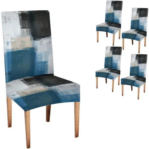 Vista 170 de TOMWISH Juego de 2 fundas para sillas de comedor, color turquesa y gris, fundas elásticas para sillas Parsons, de elastano, lavables, protectores